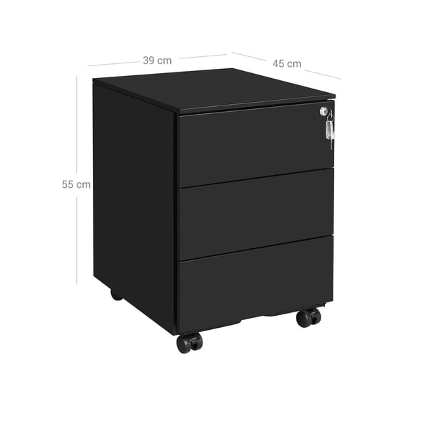 Mobil arkivskåp, 39x45x55 cm, svart Mobil arkivskåp, 39x45x55 cm, svart