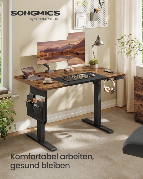Elektrisk Højdejusterbart Skrivebord, 120x60x72-120 cm, Brun