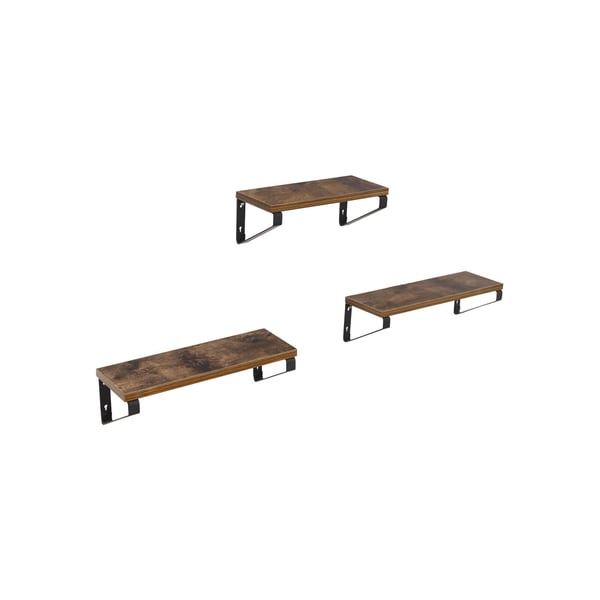 Seinä hyllysetti, 30x12x11 cm, 35x12x11 cm, 40x12x11 cm, Ruskea Musta