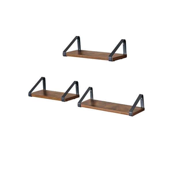 Seinä hyllysetti, 30x12x11 cm, 35x12x11 cm, 40x12x11 cm, Ruskea Musta