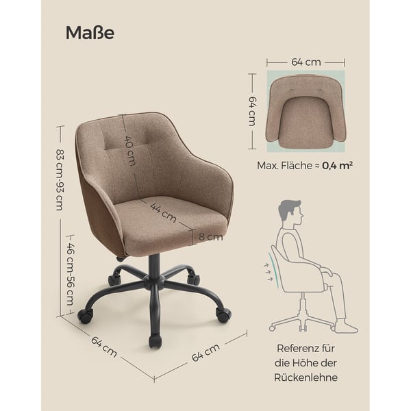Kontorstol, 69x65x83-93 cm, Brun Kontorstol, 69x65x83-93 cm, Brun