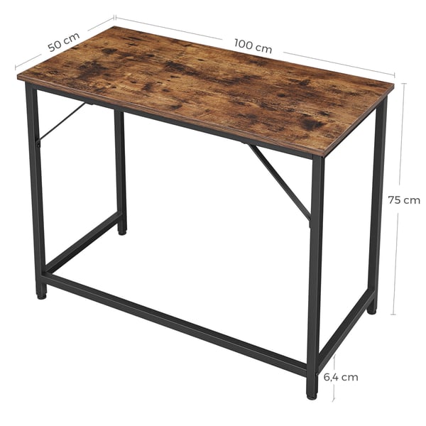 Skrivebord, 100x50x75 cm, Brun Svart
