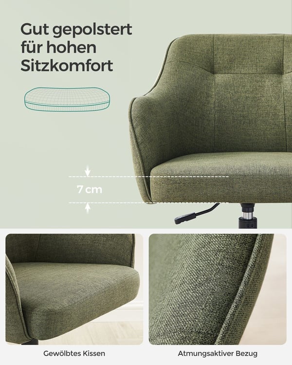 Kontorstol, 69x65x83-93 cm, Grøn