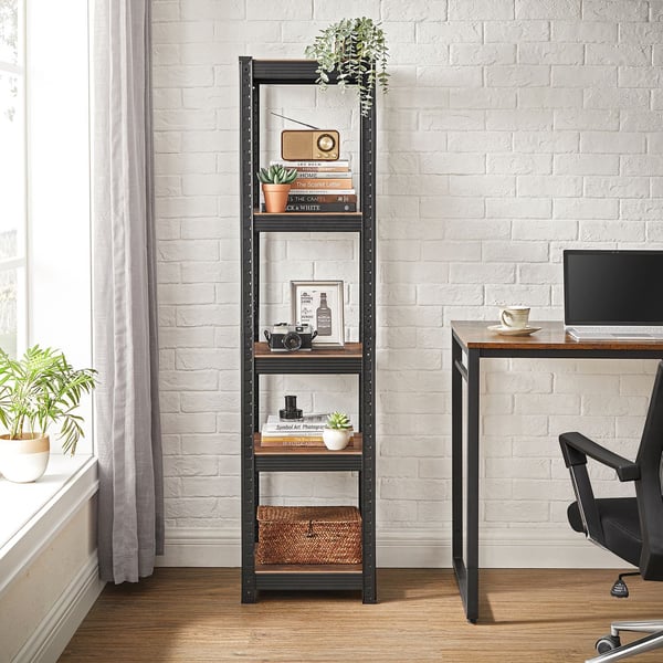 Robust hylle, 150x37x37 cm, brun svart