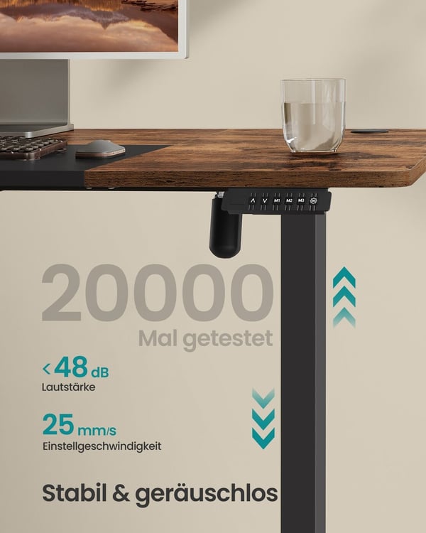 Elektrisk høydejusterbart skrivebord, 140x60x72-120 cm, brun svart