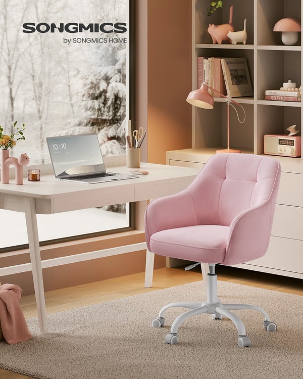 Kontorstol, 64x64x83-93 cm, Rosa