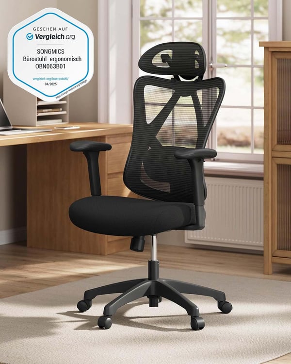 Kontorstol, 68x66x114-123,5 cm, Sort