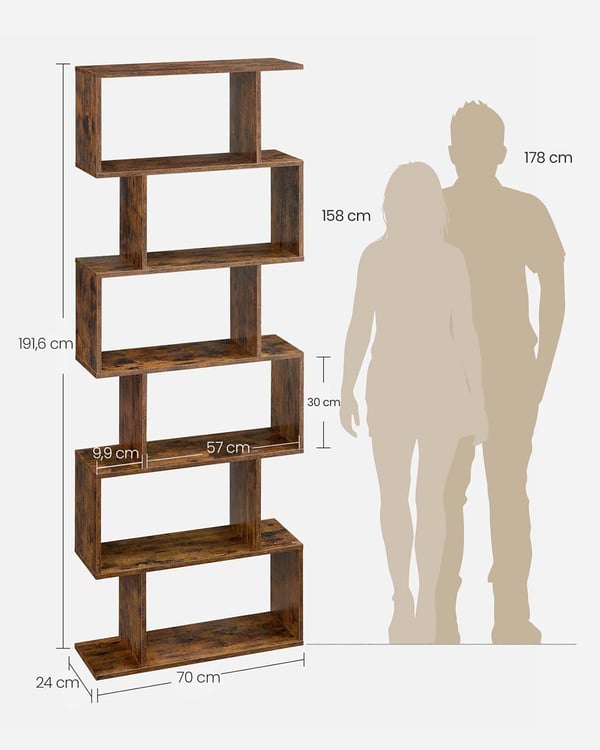 Kirjahylly, 70x24x190.5 cm, Ruskea