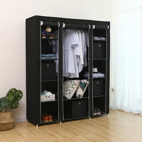 Sammenleggbar garderobeskap, 150x175x45 cm, Svart