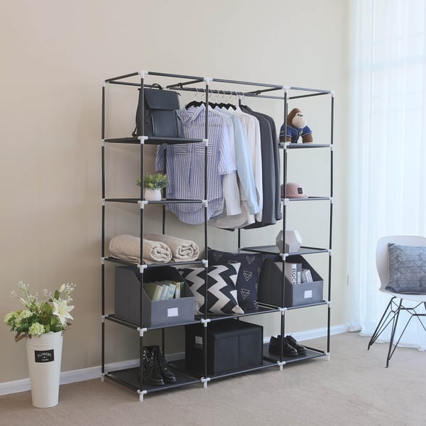 Sammenleggbar garderobeskap, 150x175x45 cm, Svart
