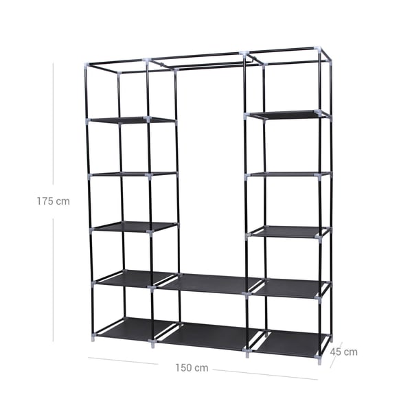 Sammenleggbar garderobeskap, 150x175x45 cm, Svart