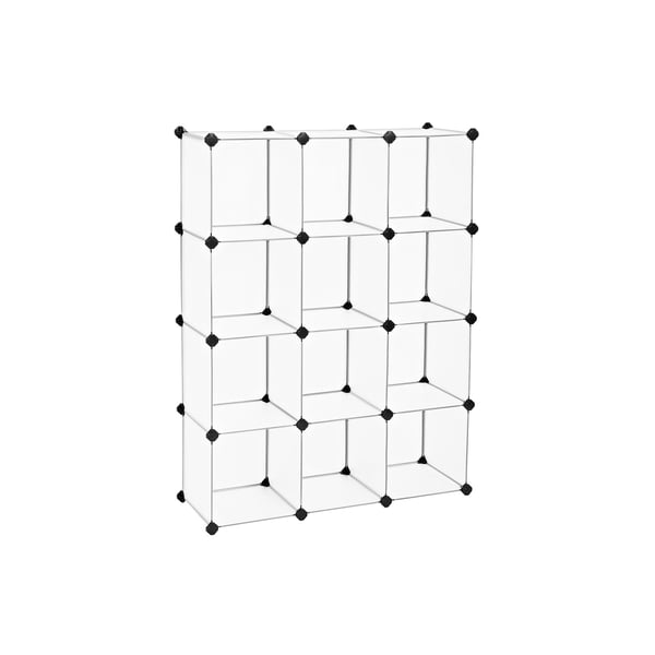 Opbevaringsskab, Sammenlåselige plastiktern, 93x31x123 cm, Hvid