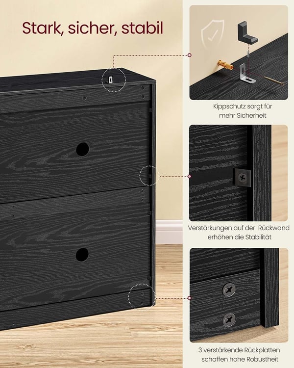 Skoskabinet, 24x105.5x82.7 cm, Sort