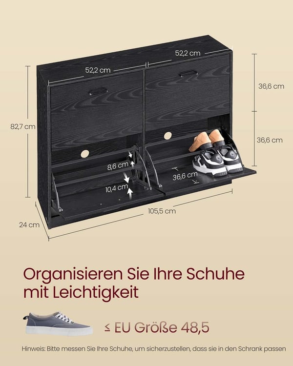 Skoskabinet, 24x105.5x82.7 cm, Sort