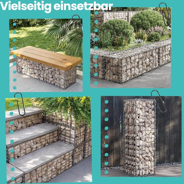 Gabion, 100x30x30 cm, Sølv