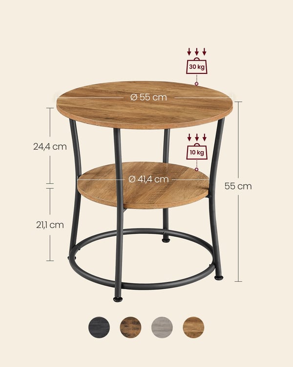 Sidetable, 55x55 cm, Brun