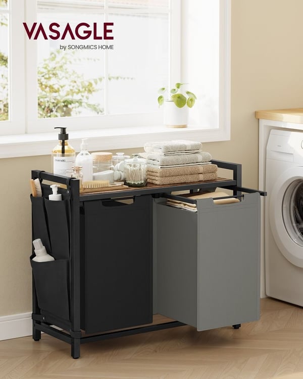 Vasketøjskurv, 73x33x72 cm, Sort