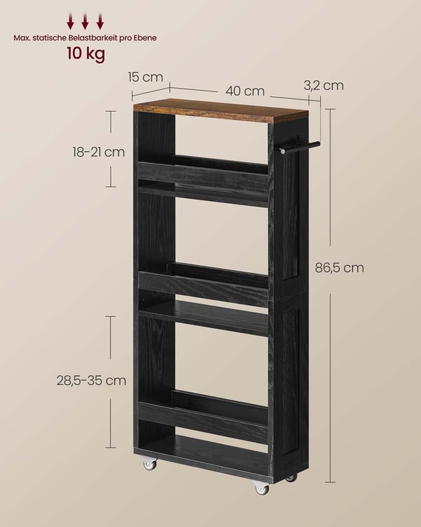 Rulletralle, 15x43,2x86,5 cm, Svart