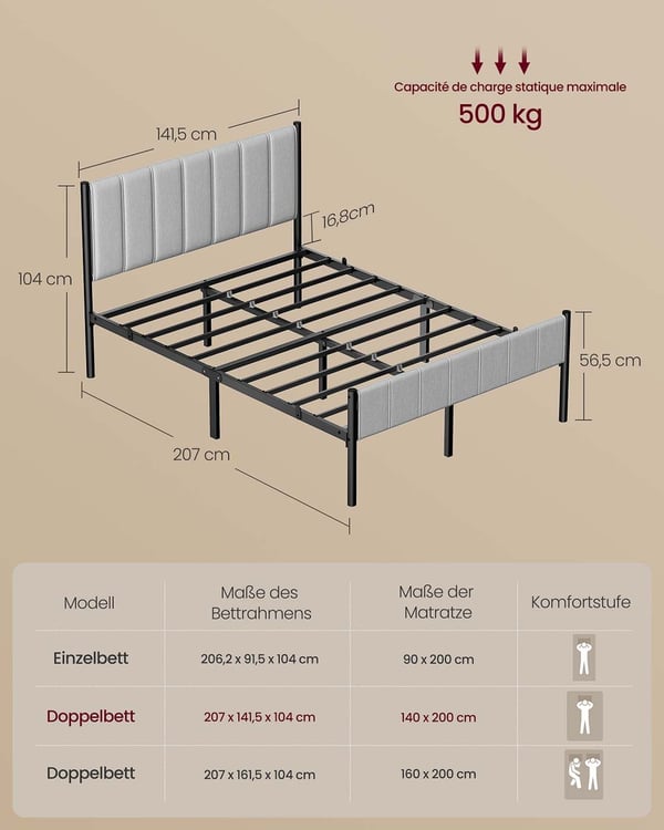 Parivuoteen runko, 207x141.5x104 cm, Harmaa