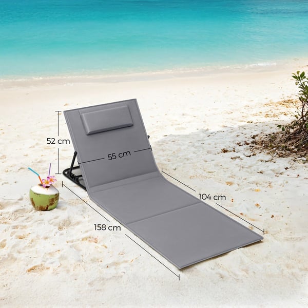 Strandstol, 158x55 cm, Grå