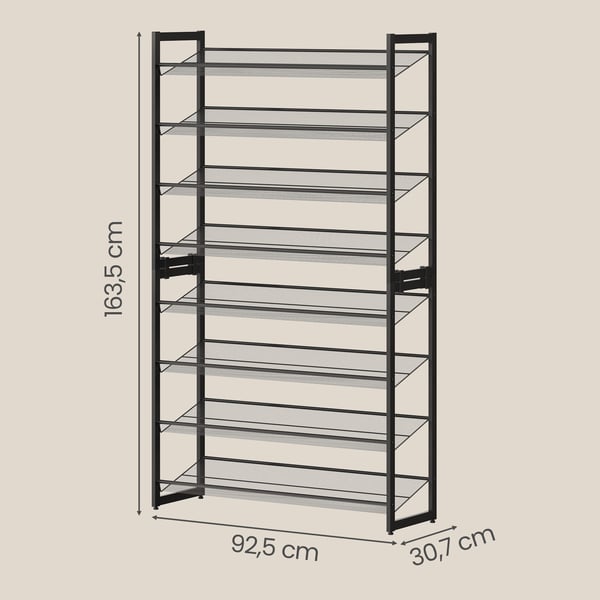 Skohylde, 92,5x30,7x163,5 cm, Sort