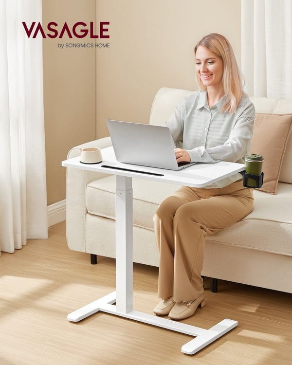 Sidebord, 70x40x65-102 cm, Hvid