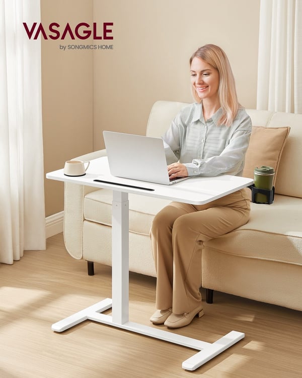 Sidobord, 80x45x65-102 cm, Vit