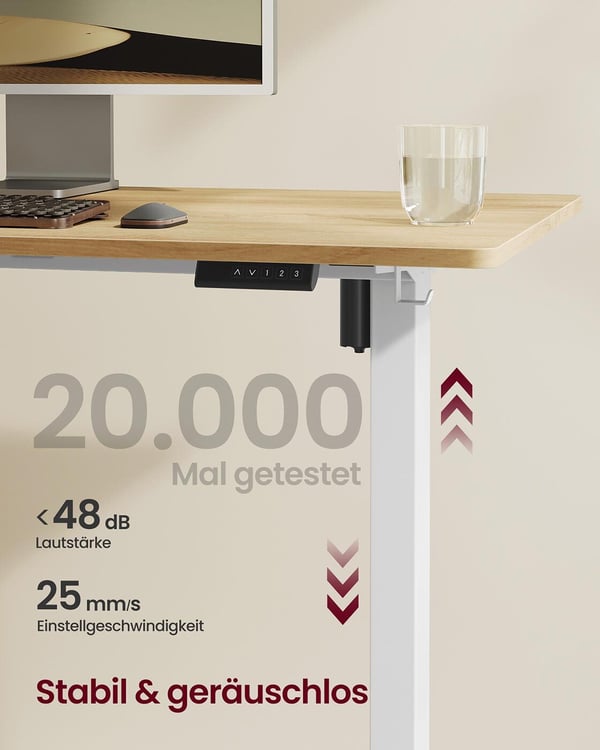 Korkeussäädettävä työpöydän runko, 59.6x90-140x72-120 cm, valkoinen