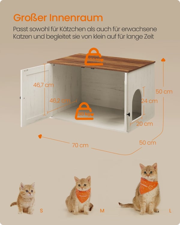 Katetoilet, 70x50x50 cm, Brun