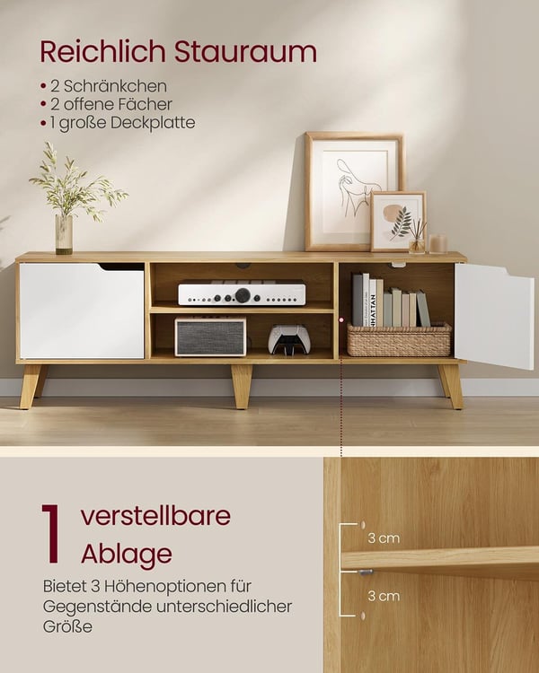 TV-skab, 147x39x50 cm, Lys Eg