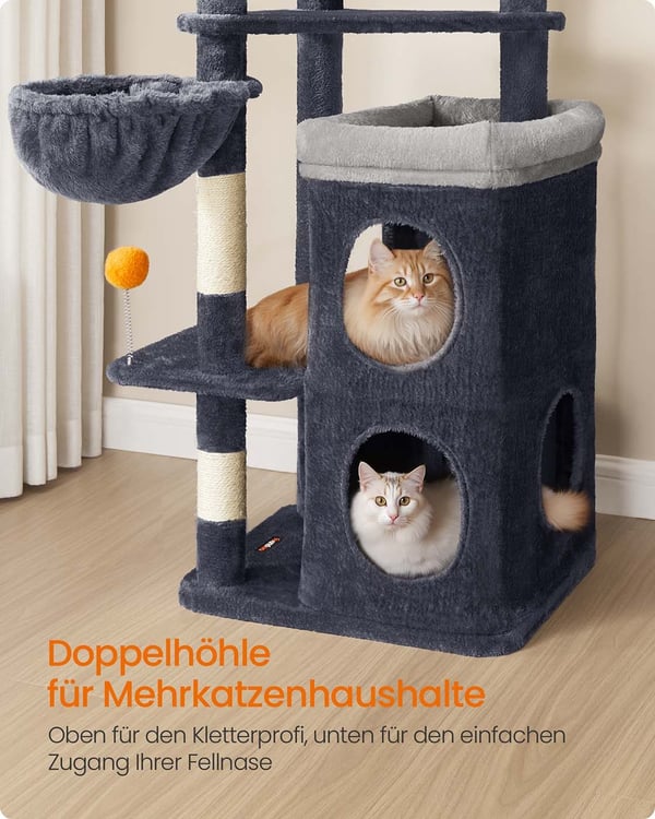 Kattträd, 53x46x152 cm, Mörkgrå