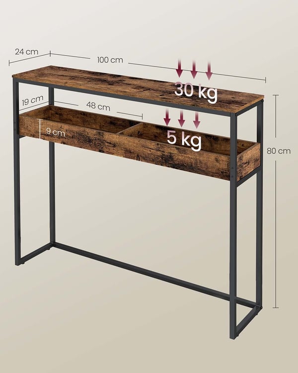 Konsolbord, 24x100x80 cm, Brun