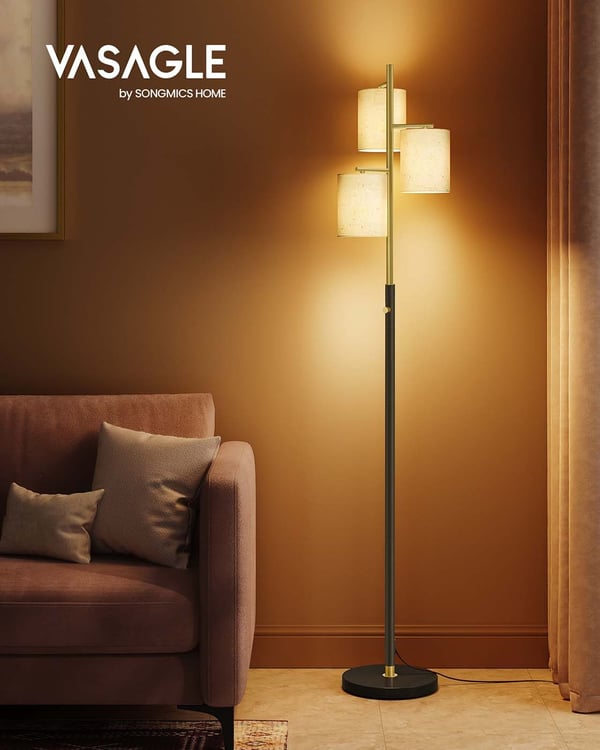Gulvlampe, 29x29x173 cm, Guld
