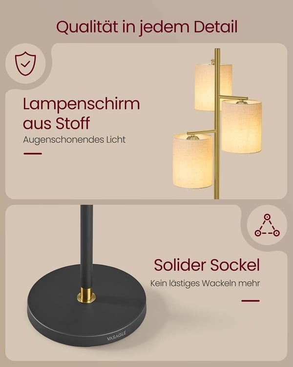 Gulvlampe, 29x29x173 cm, Guld