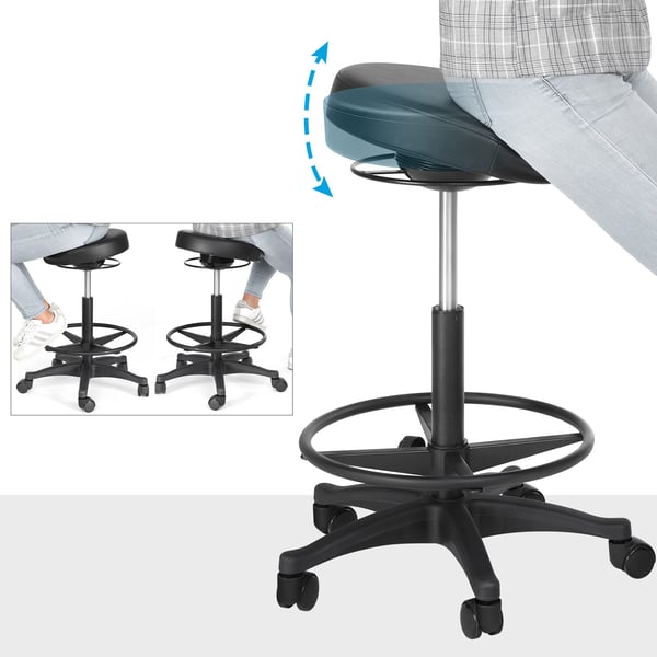 Kontorstol, Ergonomisk arbeidskrakk, 51,5x59,5-81 cm, Svart