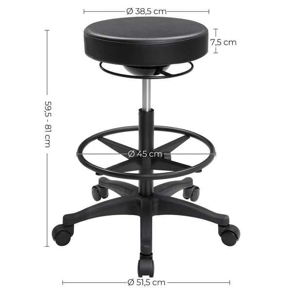 Kontorstol, Ergonomisk arbeidskrakk, 51,5x59,5-81 cm, Svart