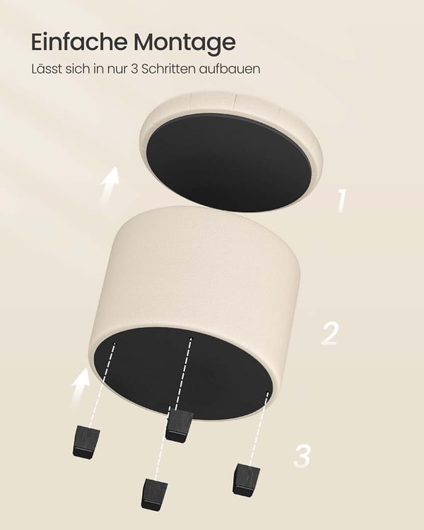 Oppbevaringspuff, 45x45x44,5 cm, Beige
