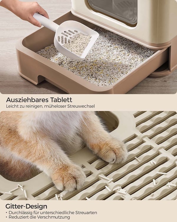 Kattetoalett, 54,3x42,5x37,8 cm, Beige