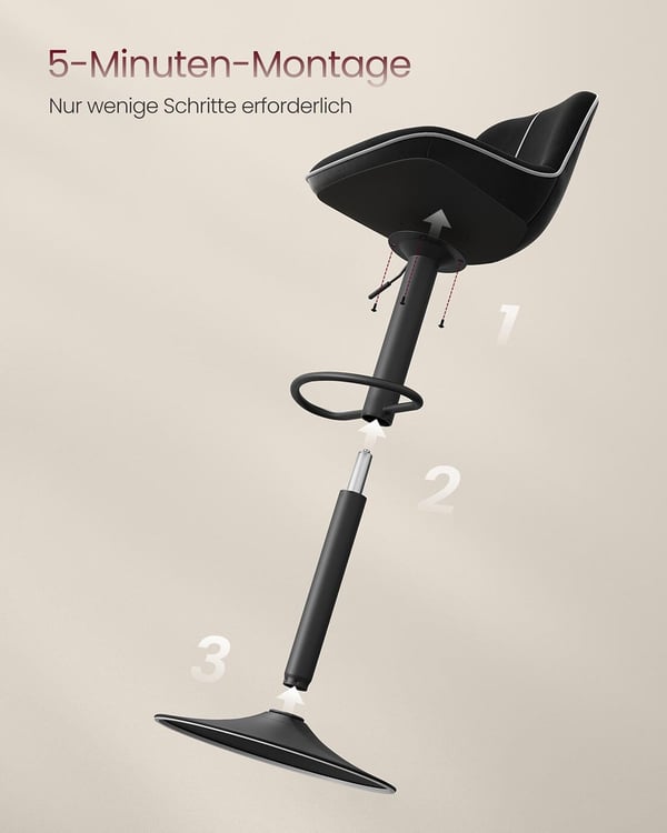 Barstolset, 49,5x45x88,5-109,5 cm, svart
