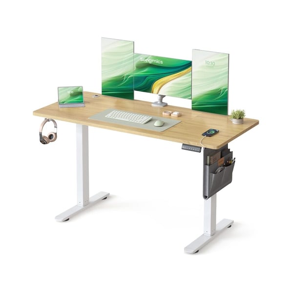 Justerbart skrivebord, 60x120x72-120 cm, Hvit Justerbart skrivebord, 60x120x72-120 cm, Hvit