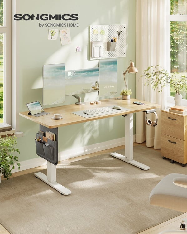 Justerbart skrivebord, 60x120x72-120 cm, Hvit