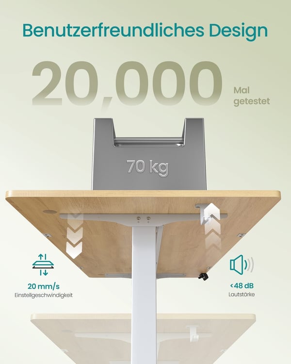 Justerbart skrivebord, 60x120x72-120 cm, Hvit