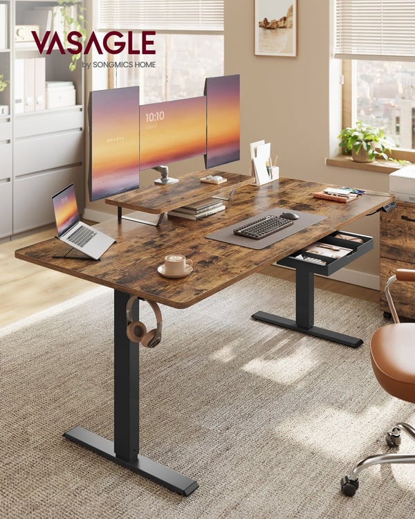 Højdejusterbart Skrivebord, 160x80x72-120 cm, Brun