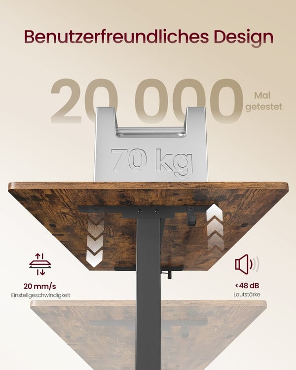 Højdejusterbart Skrivebord, 160x80x72-120 cm, Brun