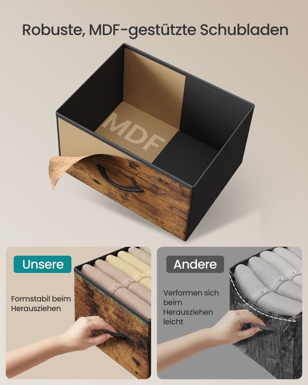 Kommode, 30x98,8x52,2 cm, Brun, Sort