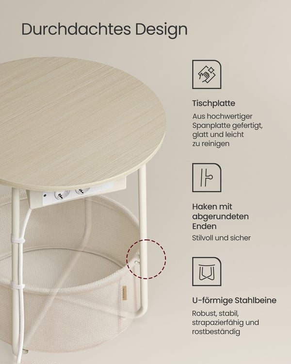 Sidebord, 45x50 cm, Beige
