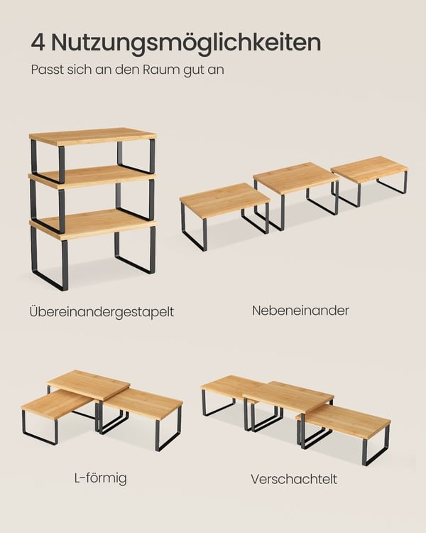Krydderihylde sæt, 19.5x29.7x15.8 cm, Sort-Beige