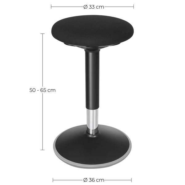 Kontorstol, Ergonomisk Arbejdsstol, 50-65 cm, Sort