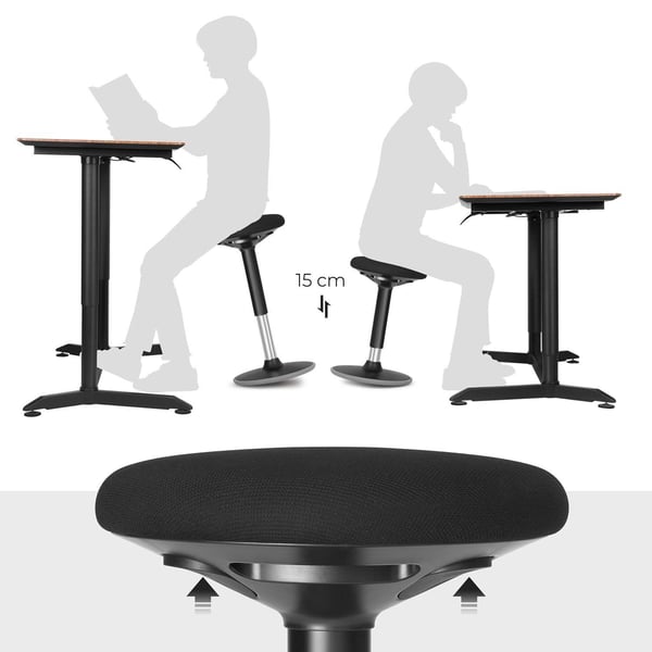 Kontorstol, Ergonomisk Arbejdsstol, 50-65 cm, Sort