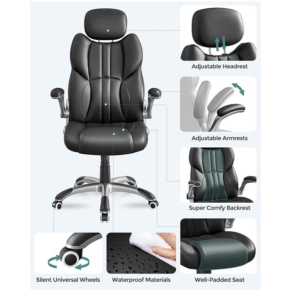 Kontorstol, ergonomisk drejestol, 70x72x119-129 cm, sort